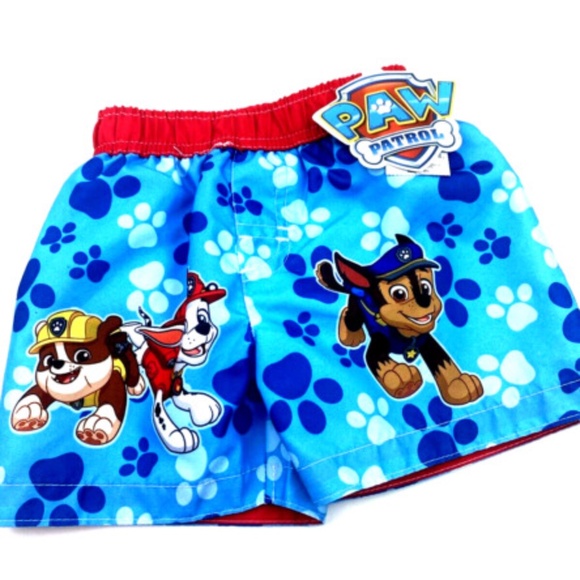 Paw Patrol Swim Trunk Shorts Size 6-9m Boys Swimwear Elastic Baby Infant - Picture 1 of 8